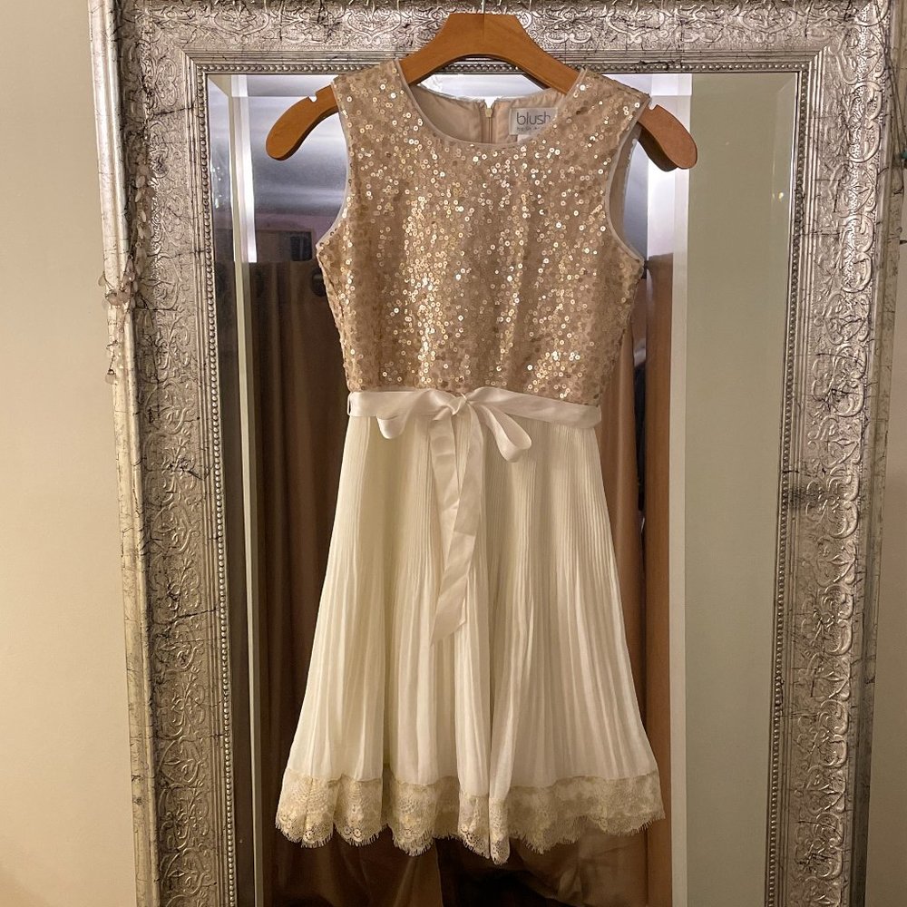 Blush semi formal dress  sequins & pleated chiffon